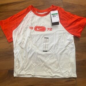 Cute Nike Orange/Red and White Logo Tee